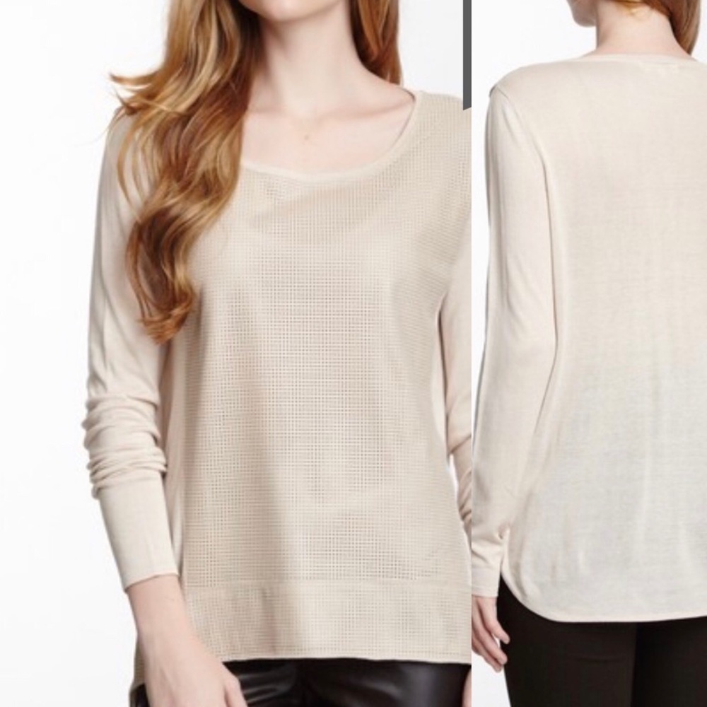 My Tribe Laser Cut Leather Silk Blend Pullover
